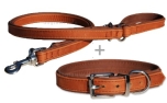IQO Lederhalsband + Leine Set, cognac/tabac IQO Lederhalsband + Leine Set, cognac/tabac