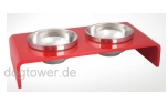 Doppelnapf mit Gestell, rot