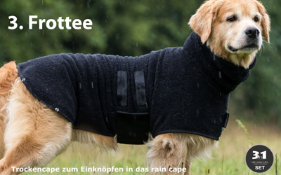 3in1 Ersatz-Frottee Cape zum Einknöpfen, black