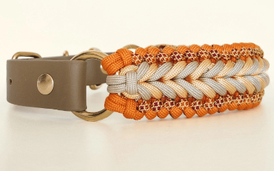 Biothane Paracord Hundehalsband geflochten, orange