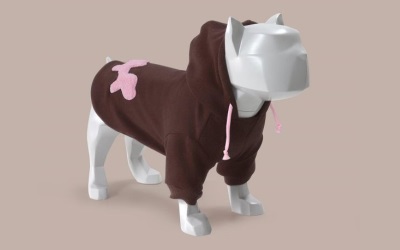 Bull Dogs Cotton Hoodie, Brown/Pink