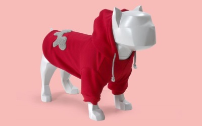 Bull Dogs Cotton Hoodie, Red/Grey