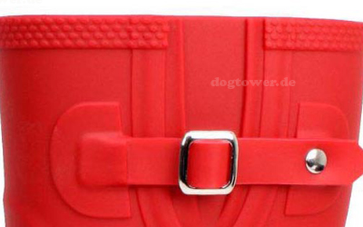 doggo Damen PVC Stiefel Lotte, 3/4 hoch, rot mit seitlicher Zierschnalle