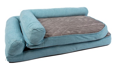 duvo+ Foam Bett Tweed Sky blau/schwarz