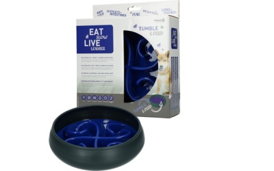 Eat Slow Live Longer Tumble Feeder Antischlingnapf für Hunde, blau