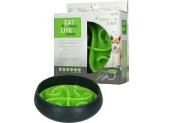 Eat Slow Live Longer Tumble Feeder Antischlingnapf für Hunde, grün