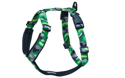 Finnero Camocolor Adjustable Y-Harness For Dogs, camouflage grün