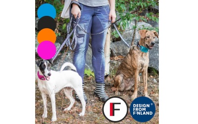 Finnero Ocean Sport Doppelleine für zwei Hunde fuchsia