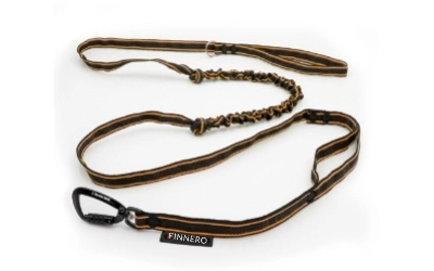 FINNERO POWER elastische Hundeleine, orange/schwarz