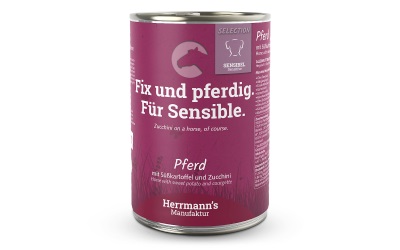 Herrmanns Dog Sensibel Pferd, Süsskartoffel, Zucchini, Flohsamen & Leinöl