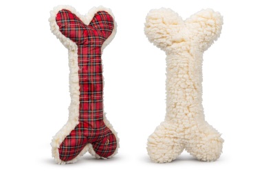 HuggleHounds Tartan & Natural Hugglefleece Bone