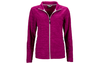 James & Nicholson Damen Melange Fleecejacke, berry-melange/silver