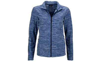 James & Nicholson Damen Melange Fleecejacke, blue-melange/navy