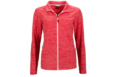 Damen Melange Fleecejacke, coral-melange/white