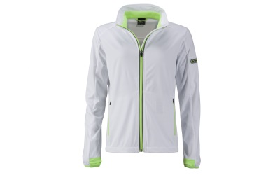 James & Nicholson Damen Softshell Sportjacke, white/bright-green