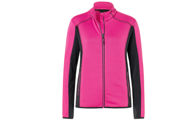 James & Nicholson Damen Strukturfleece Jacke, pink/carbon