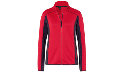 James & Nicholson Damen Strukturfleece Jacke, red/carbon