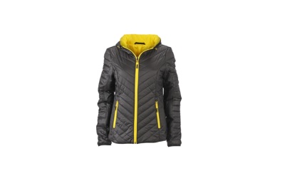 James & Nicholson Damen Wende-Steppjacke Sorona, black/yellow