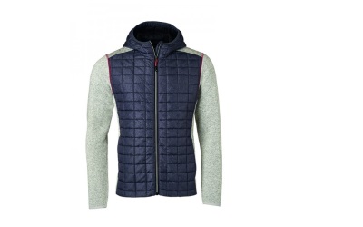 James & Nicholson Herren Strickfleece Hybridjacke, kiwi-melange/anthracite-melange