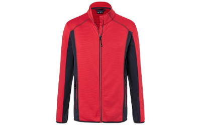 James & Nicholson Herren Strukturfleece Jacke, red/carbon