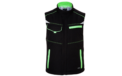 James & Nicholson Winter Workwear Softshell Weste, black/lime-green