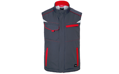 James & Nicholson Winter Workwear Softshell Weste, carbon/red