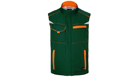 James & Nicholson Winter Workwear Softshell Weste, dark-green/orange