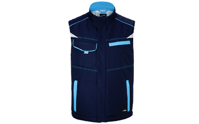 James & Nicholson Winter Workwear Softshell Weste, navy/turquoise