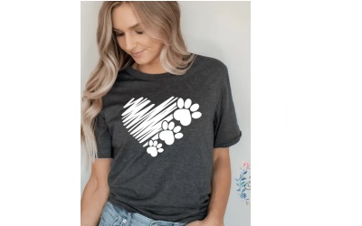 Kashell Creations Puppy Love T-Shirt heather dark gray