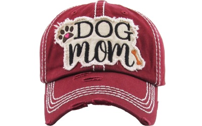 KBETHOS Dog Mom Washed Vintage Ballcap burgundy