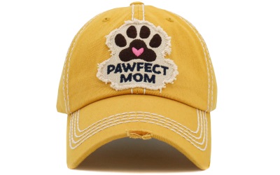 KBETHOS Pawfect Mom Washed Vintage Ballcap yellow