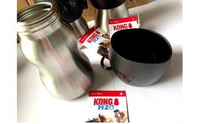 KONG Hundetrinkflasche aus rostfreiem Edelstahl, schwarz