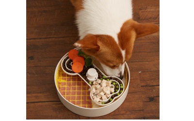 Loving Pets Puzzle Feeder Slow Feeding Bowl Yellow