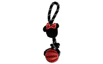 Minnie Maus Wurf- Hundespielzeug mit Hundeball, rot/schwarz