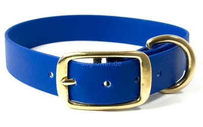 Mystique Halsband Biothane Deluxe (Messing), blau