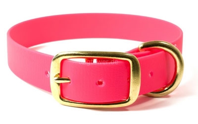 Mystique Halsband Biothane Deluxe (Messing), neon-pink