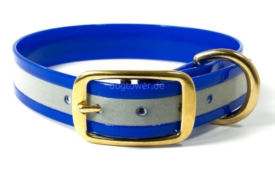 Mystique Halsband Biothane Deluxe (Messing), reflex-blau