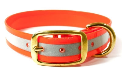 Mystique Halsband Biothane Deluxe (Messing), reflex-orange