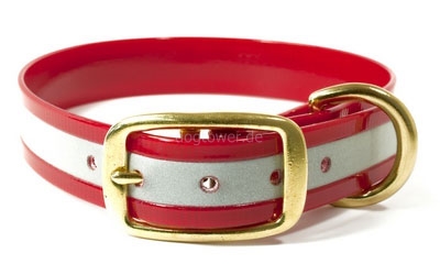 Mystique Halsband Biothane Deluxe (Messing), reflex-rot