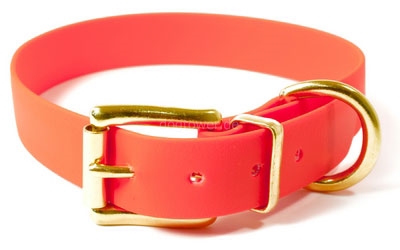 Mystique Hundehalsband Biothane (Messing), neon-orange