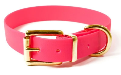 Mystique Hundehalsband Biothane (Messing), neon-pink