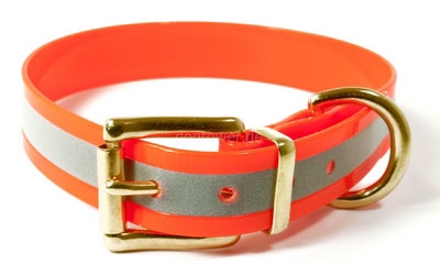 Mystique Hundehalsband Biothane (Messing), reflex-orange