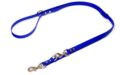 Mystique Biothane (gold) verstellbare Leine Führleine (MESSING Karabiner), blau gold