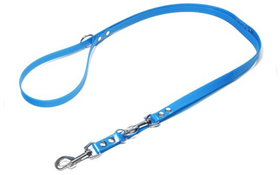 Mystique Biothane (gold) verstellbare Leine Führleine (Standard Karabiner), hellblau gold