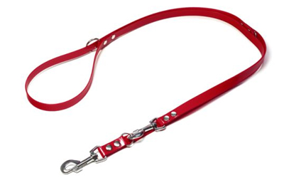 Mystique Biothane (gold) verstellbare Leine Führleine (Standard Karabiner), rot