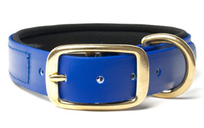 Mystique Biothane Halsband Deluxe Neopren (MESSING), beta blau