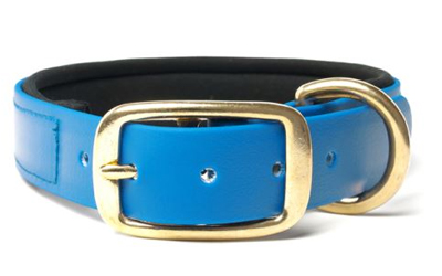 Mystique Biothane Halsband Deluxe Neopren (MESSING), beta hellblau