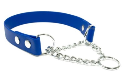 Mystique Biothane Halsband mit Durchzugskette, beta blau