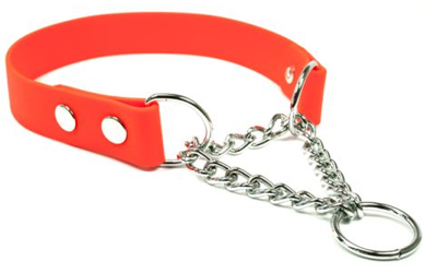 Mystique Biothane Halsband mit Durchzugskette, beta neonorange