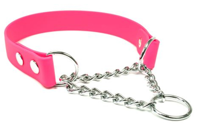 Mystique Biothane Halsband mit Durchzugskette, beta neonpink